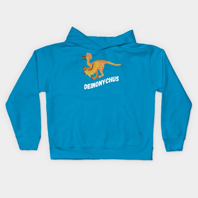 Fun Deinonychus Dinosaur Design Kids Hoodie by Terra Fossil Merch